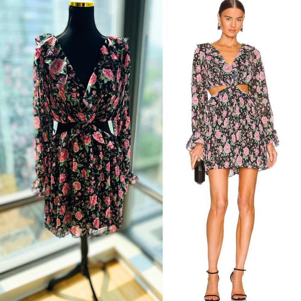 🆕 AMUR 🧿 X REVOLVE NWOT Sleeveless V Neck Pleat Floral Romper Size 8